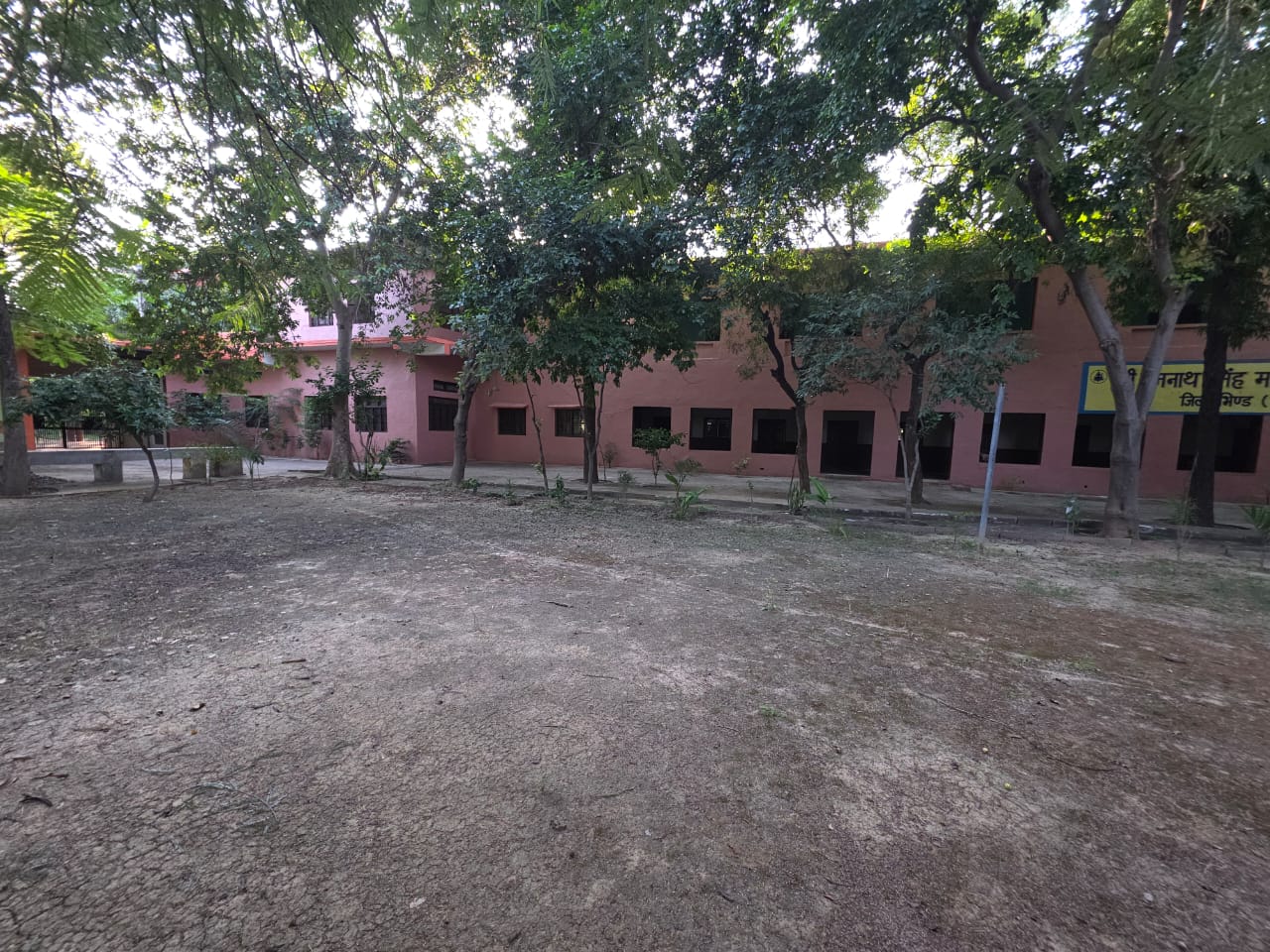 Campus building viewed through the trees
