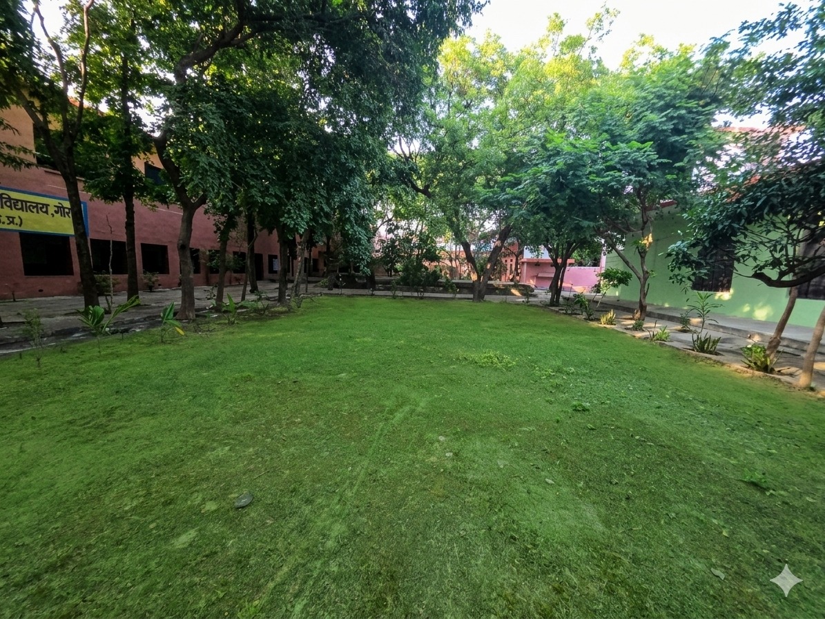 Tree-lined campus courtyard